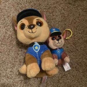 Ty Paw Patrol 6” Chase & 3” Chase key chain